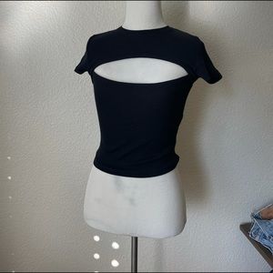 black short sleeve shirt with cut out